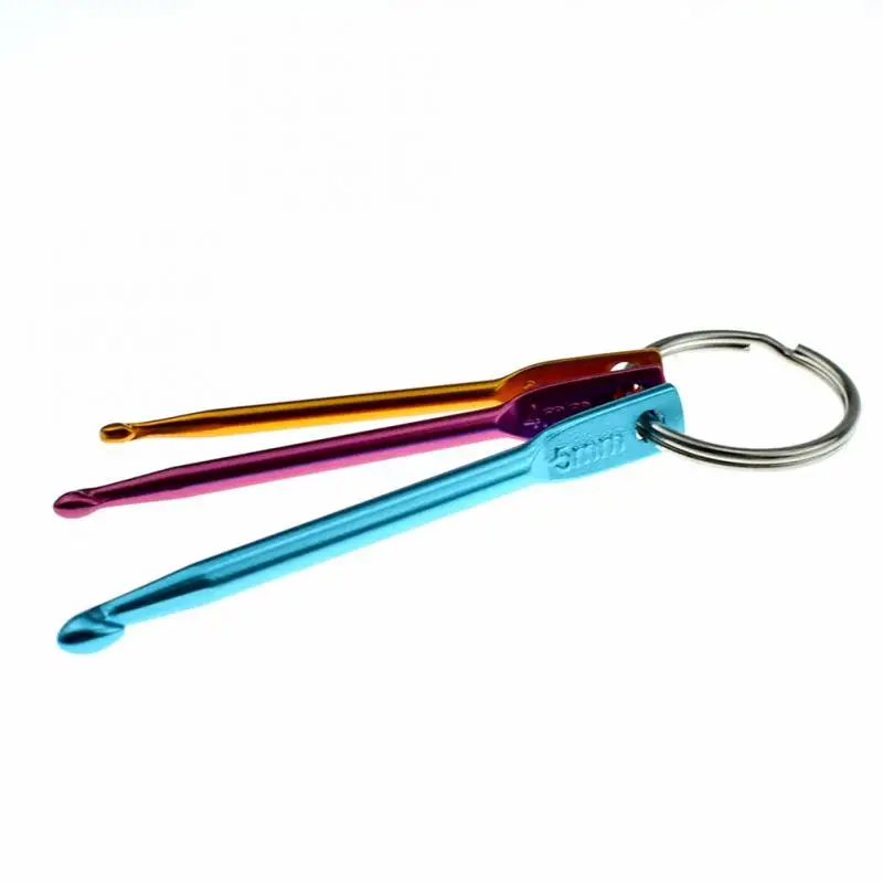 3 in 1 Keychain Hooks DIY Multicolour Crafts Knitting Needles Mini Aluminum Crochet Hook Needles Set Home Supplies