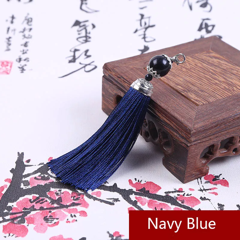 Navy Blue 5 шт./лот, 14 цветов, подвески из полиэстера с кисточками, подвески с застежками-омарами, кисточки для самостоятельного изготовления сережек, ювелирных изделий - Цвет: Navy Blue