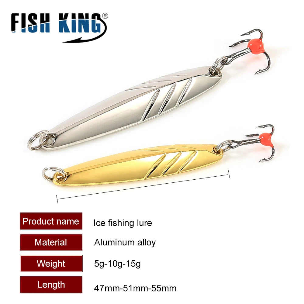 FISH KING зимняя приманка для подледной рыбалки 5 г/10 г/15 г алюминиевый сплав золото/серебро Металл зимняя жесткая наживка Тройной крюк
