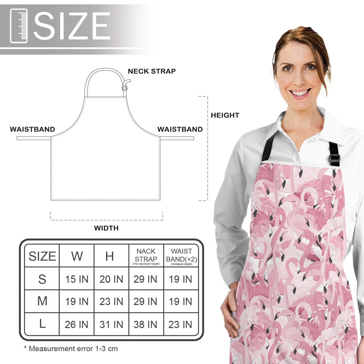 Tophome Kitchen Apron Pink Flamingo Printed Adjustable Sleeveless Canvas Aprons for Men Women Kids Home Cleaning Tools