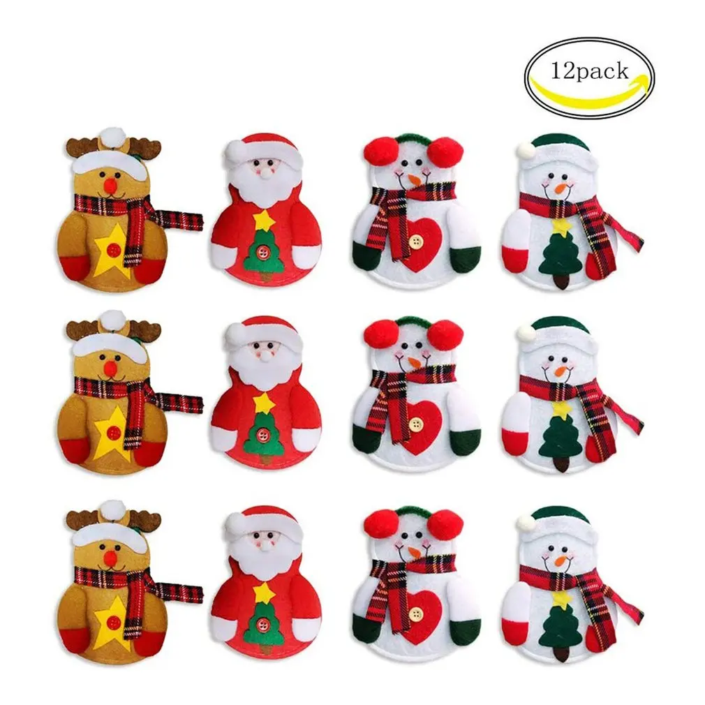 12PCS Christmas Decorations Christmas Table Decoration Christmas Cutlery Set Santa Cutlery Set Home Decoration - Цвет: Бургундия