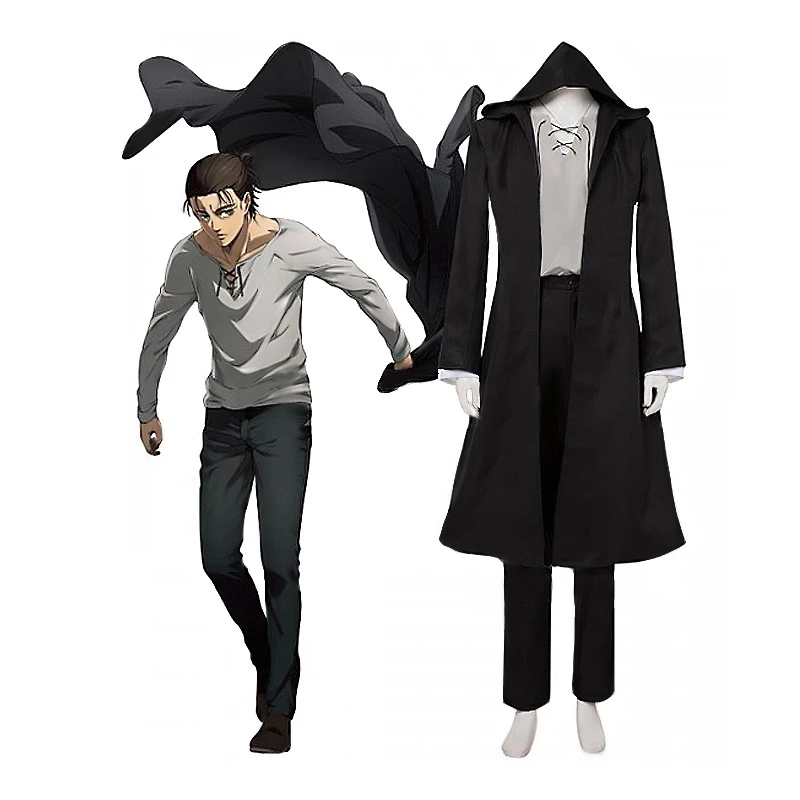 Anime Aot Attack On Titan Season 4 Eren Jager Jaeger Cosplay Costume Black Jacket Pants Shirt Full Set Clothes Cosplay Costumes Aliexpress