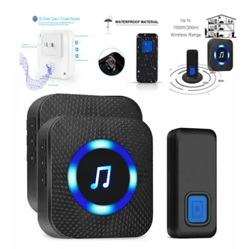 

P8 Wireless Doorbell Kit UK EU US Wall Plug-In Cordless Door Chime Kit Waterproof Entry Bell Security Protection Door Bell 2020
