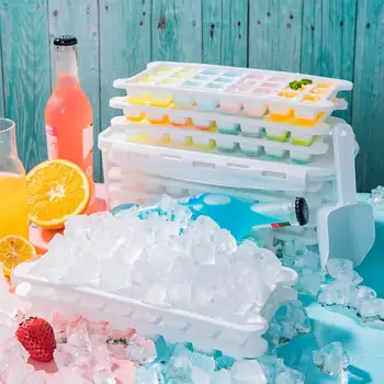 

72-144 Grid 2-3 layer Food Grade Silicone Ice Tray Ice Mold Home with Lid DIY Homemade Ice Cube Mold Square Ice Machine