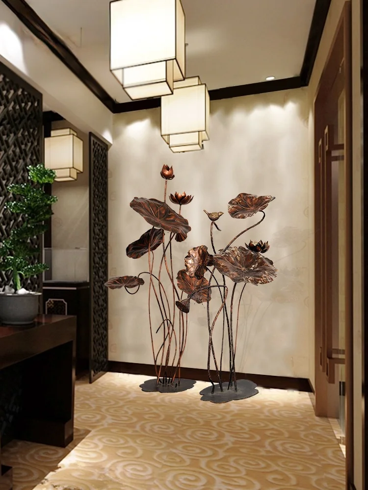 zq Hotel Lobby Decoration Lotus in Autumn Floor Outdoor Model Room Hall Iron Art Sculpture | Дом и сад