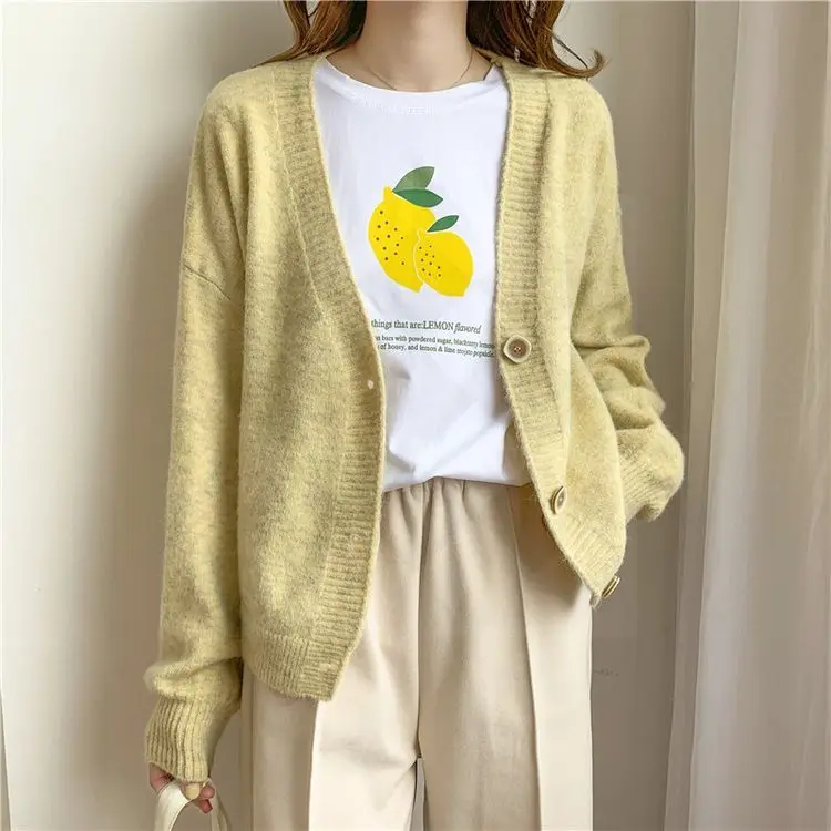 H.SA Women Sweater Cardigans Spring Solid Cashmere Sweater Coat Chic Korean style Casual Cardigans Roupa Jacket sueters mujer