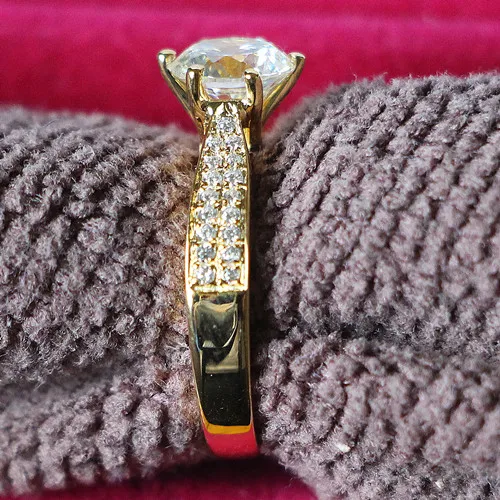 Тест Настоящее лучшее Moissanite алмазное обручальное кольцо 18K кольцо из желтого золота 2CT звезда кольцо с бриллиантом юбилей ювелирные изделия для женщин