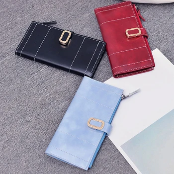 

Women's wallet New Korean Fashion Long Wallet Female Wallet Solid color wallet PU leather