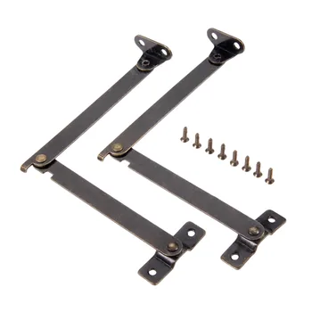 

2sets Lid Support Hinges Stay Antique Bronze 108*11mm Iron decor hinge Box Furniture Hardware Cabinet Door Kitchen with screws