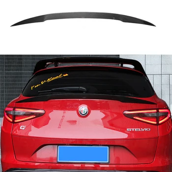 

For Alfa Romeo Stelvio Spoiler Carbon Fiber Rear Trunk Spoiler Black Finish Quadrifoglio Verde 2017 - 2018