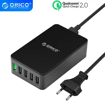 

ORICO QC2.0 USB Charger 5 Ports Desktop Quick Charger for Samsung Xiaomi Huawei and Tablets with EU Plug