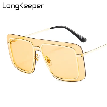 

Luxury Oversized Sunglasses Men Women Brand Designer Fashion Rimless Sun Glasses Female Gradient Eyeware lentes de sol mujer