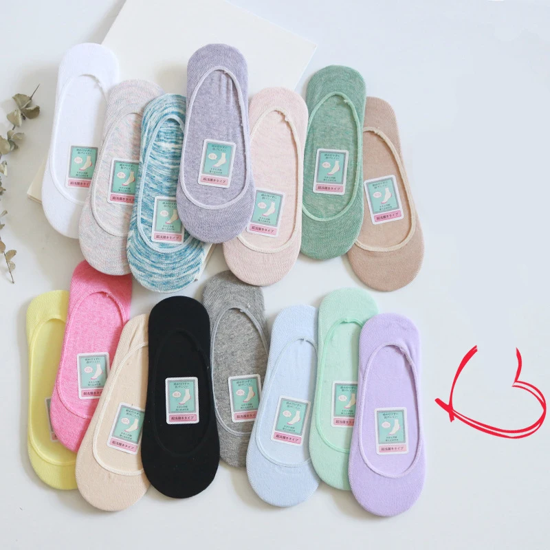 

15 Pairs Invisible Non-slip Cotton Socks Fashion Casual Summer Low Ankle Soft Female Breathable Socks