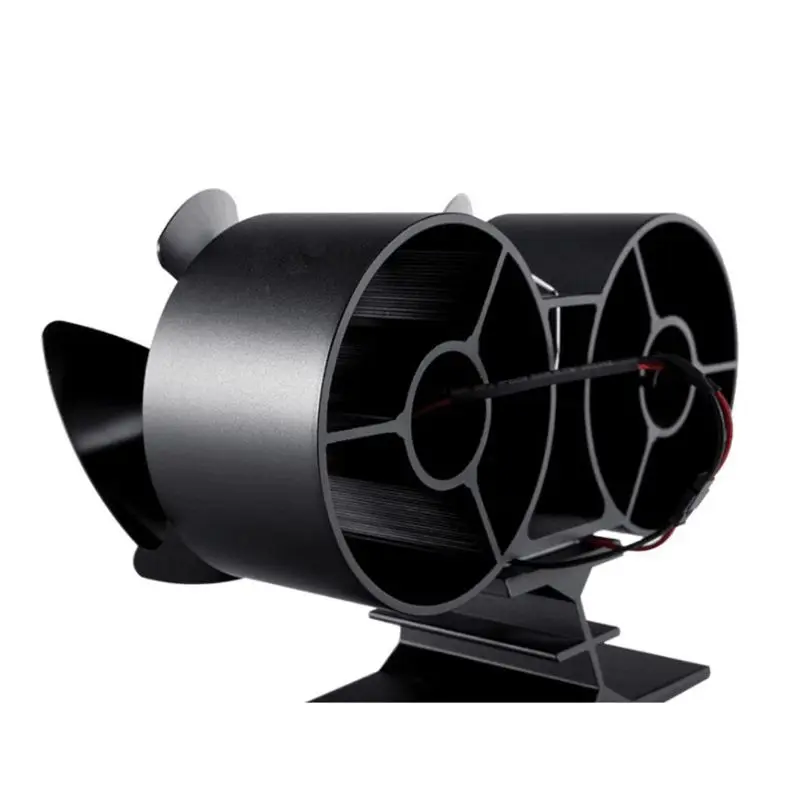 Dual Head 8 Blades Powered Stove Fan Aluminium Silent Eco-Friendly for Wood Log Burner Fireplace Ecofan