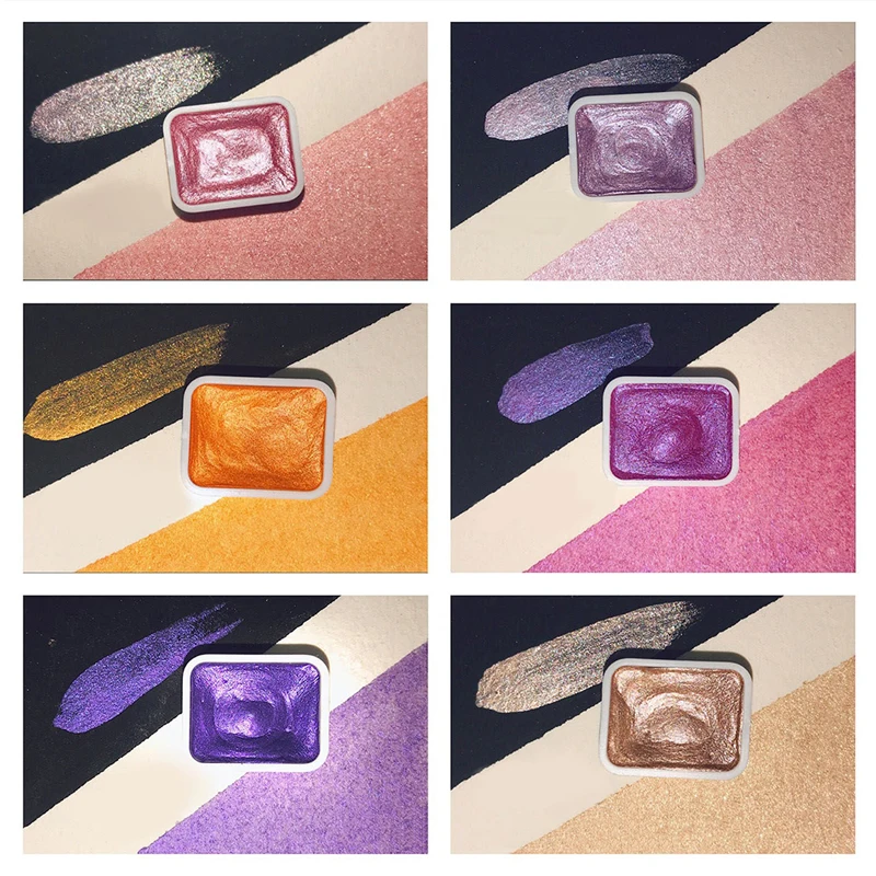 6/12/18pcs Blooming Paints Watercolor Powder For Nails Abstract Nail Art Pigment Magic Pearl Chrome Polish Manicure Glitter