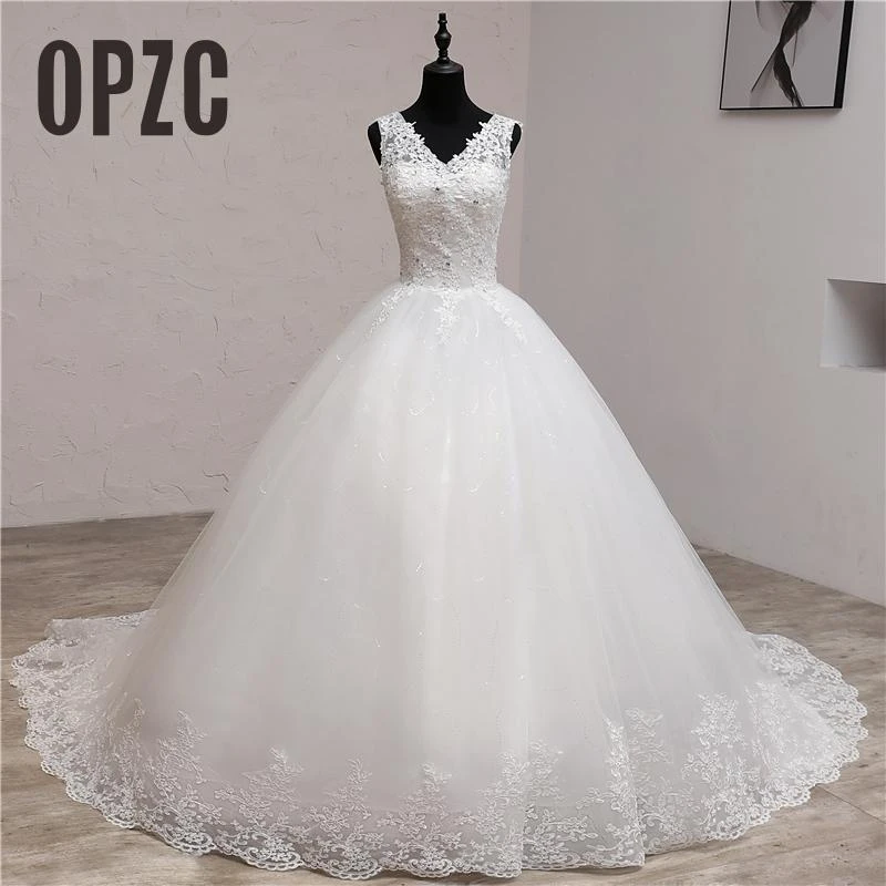 Lace Embroidery 2021 Spring Africa Style  Wedding Dress Long Train Sweet Elegant Plus Size Vestido De Noiva Bride V Neck 7 long sleeve bridal gowns