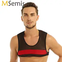 MSemis сетчатый укороченный топ, мужской полутоп в сеточку, майка без рукавов с круглым вырезом, мужские топы, Клубная одежда, вечерние топы