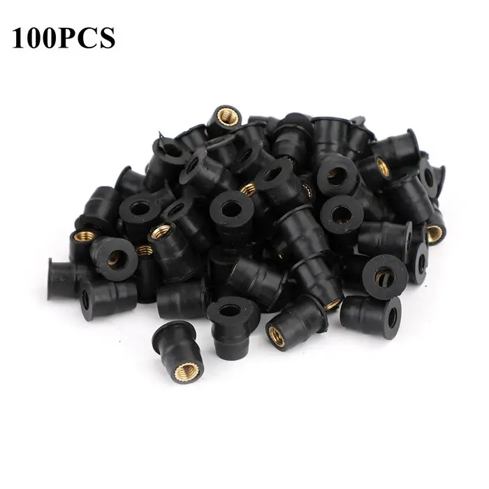 Artudatech 50 / 100 PCS 10-32 M5 Rubber Well Nut 5mm Fairing Wellnut Kits For Yamaha R1 Suzuki Hayabusa Accessories - Цвет: 100 PCS