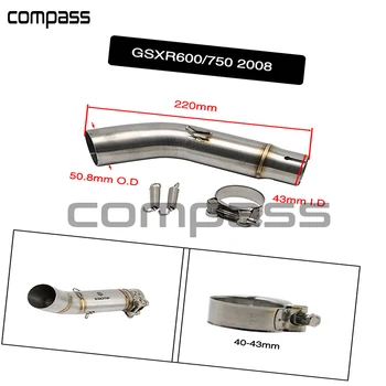 

Motorcycle Exhaust Muffler Middle Link Pipe Connector for Suzuki GSXR600/750 K6 K7 K8 2006 2007 2008 GSXR1000
