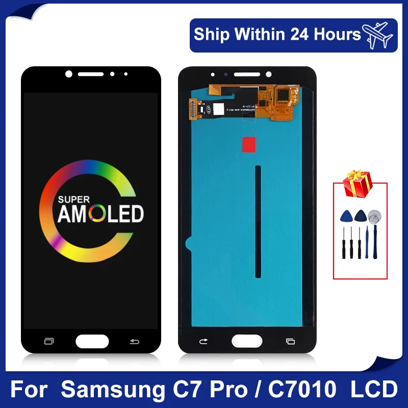 5 7 &quotAMOLED для Samsung Galaxy C7 Pro C7010 ЖК дисплей сенсорный экран дигитайзер сборки запасные части SM части|Экраны