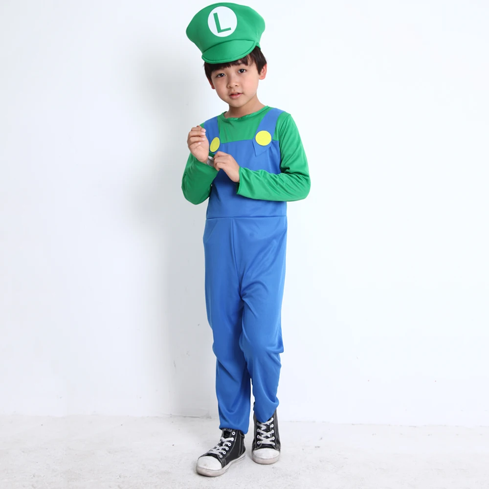 plus size halloween costumes Cosplay Adults and Kids Super Mari0 Bros Cosplay Dance Costume Set Children Halloween Party MARI0 & LUGI Costumes for Kids Gifts funny halloween costumes