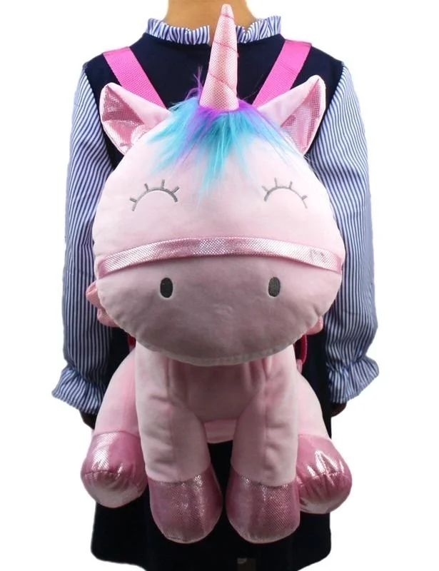 

2020 New Cute Women Backpack Cartoon Unicorn Backpack for Female Carried Away Bags Pink Plush Unicorn Backpacks