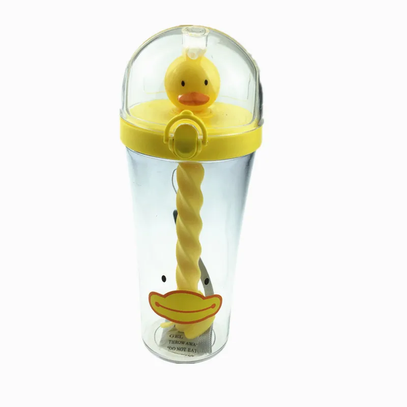 duck Открытый детский соломенный смешивающий стаканчик со складной трубочкой бутылка для воды для бега кемпинга герметичная Спортивная бутылка Новинка - Цвет: duck