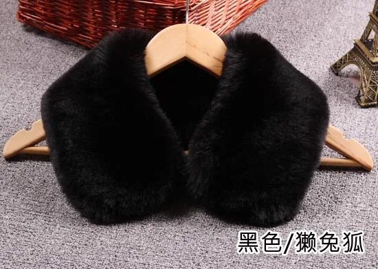 Qearlstar Women Scarf New Faux Fur Collar 55cm Women Children Jackets Coat Hood Fur Decor Shawl Soft Warm Luxury Scarves ZKG15