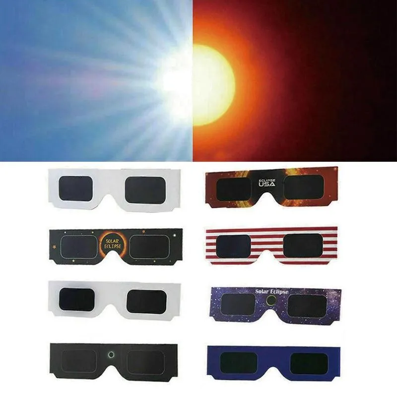 1Pcs Papier Zonsverduistering Bril Willekeurige Kleur Total Eclipse Observatie Bril Solar Outdoor Bril Eclipse Anti-Uv Solar