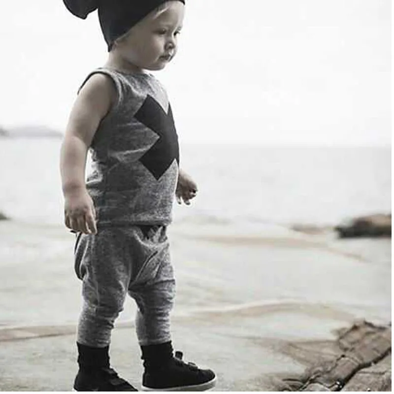 Baby Boys Girls Clothes Sets Children Clothes Sleeveless Blouse+Haroun Pants 2Pcs Summer Kids Casual Clothing