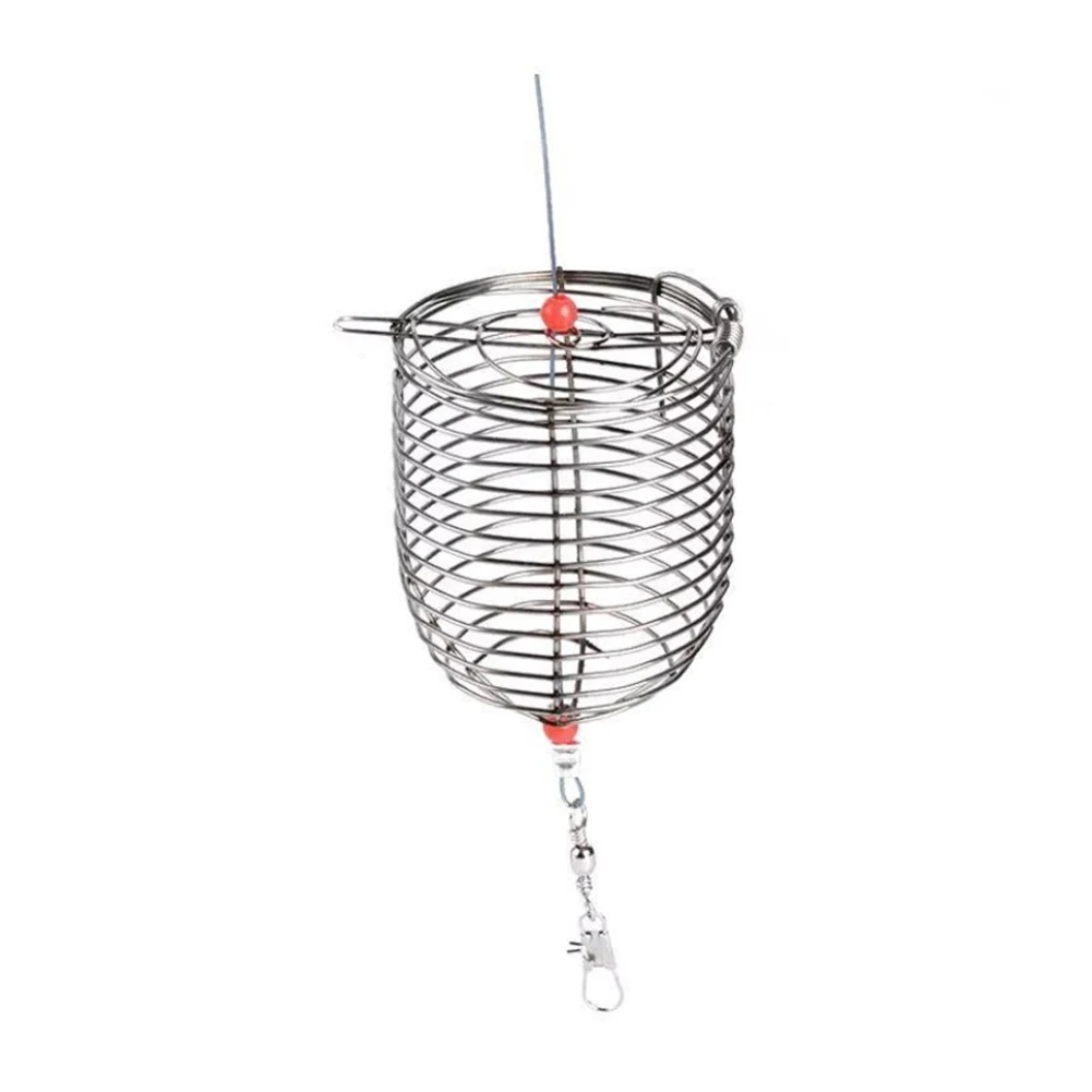 Stainless Steel Fish Bait Cage Basket Feeder Tackle Holder Fishing