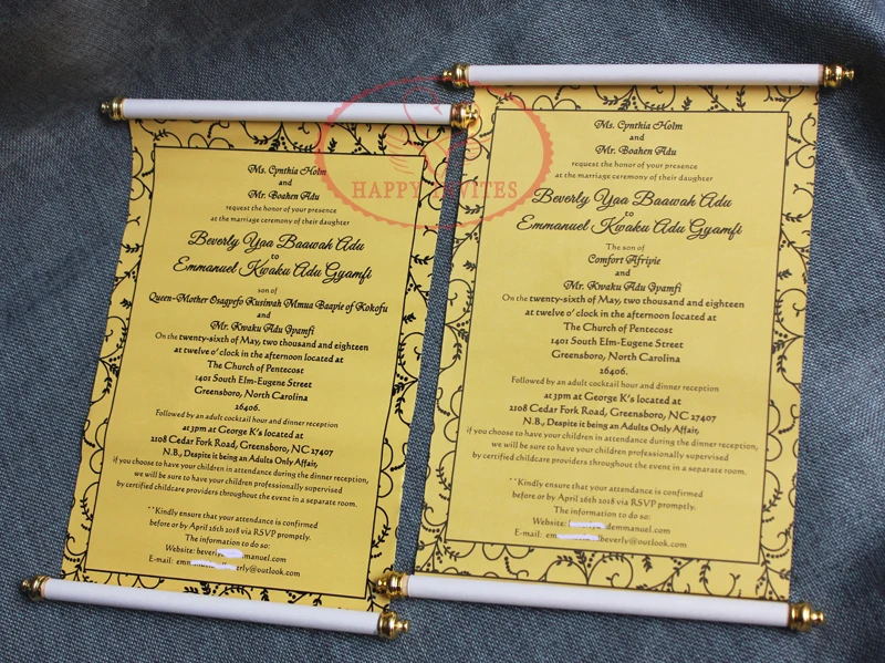 HI2062- 04 Custom Gold Scroll Invitation with Gold Box