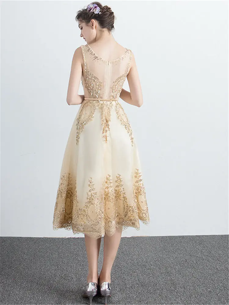 Это YiiYa роскошное вечернее платье с круглым вырезом, без рукавов, с блестками, с жемчугом, модные дизайнерские вечерние платья LX186