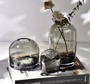 

European-style Simple Vase Creative INS Glass Flower Ware Living Room Dining Table Home Decoration Accessories Flower Vase