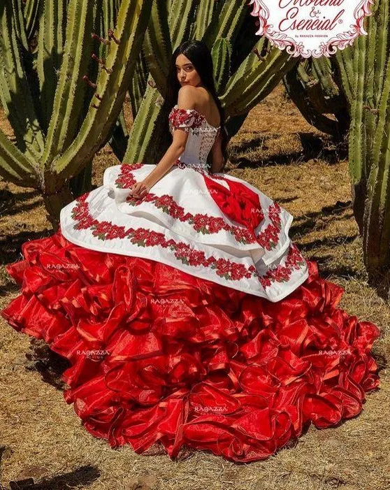 red mexican quinceanera dresses