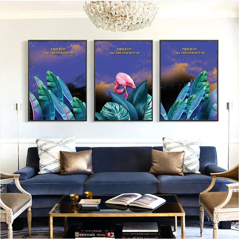 Nirdic Tropical Plant Banana Leaf Posters Prints Wall Art Canvas Paintings Flamingo Picture for Scandinavian Home Decor | Дом и сад