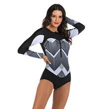 Трандиональный Цельный купальник размера плюс, женский купальник с длинным рукавом на подкладке в стиле пэчворк, банные костюмы, монокини 2XL