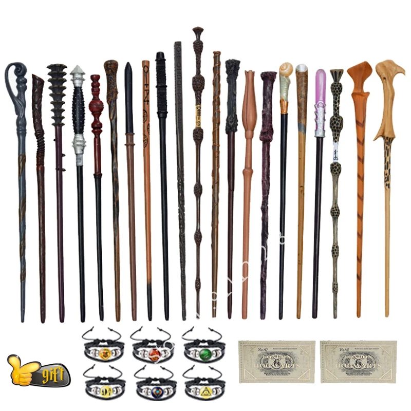 

27 Kinds of Metal Core Potters Magic Wands Cosplay Dumbledore Voldemort Magical Sticks Harried Bracelet As Gifts Without Box
