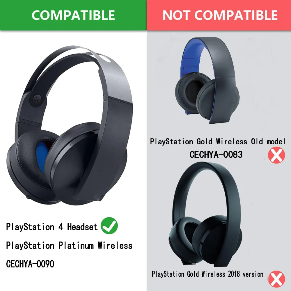 Poyatu CECHYA-0090 Earpads for Sony PlayStation Platinum Wireless Headset Headphone PS4 Replacement Earpad Ear Pad Cushion Cups