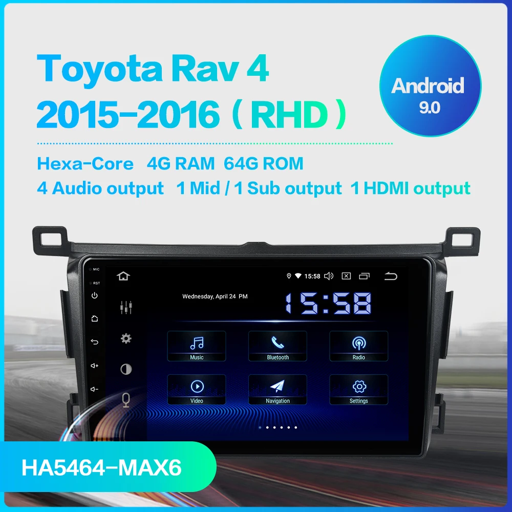 Для Toyota RAV4 автомобиля " ips радио плеер 1 Din Android 9,0 головное устройство TDA7850 автомобиля gps навигации DSP