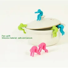 Силиконовый держатель для кастрюль 5 шт./упак. Творческий Little Man» и «Anti-лотком переполнения Кронштейн для мобильного телефона держатель для мобильного телефона высокого Температура сопротивление инструмент N