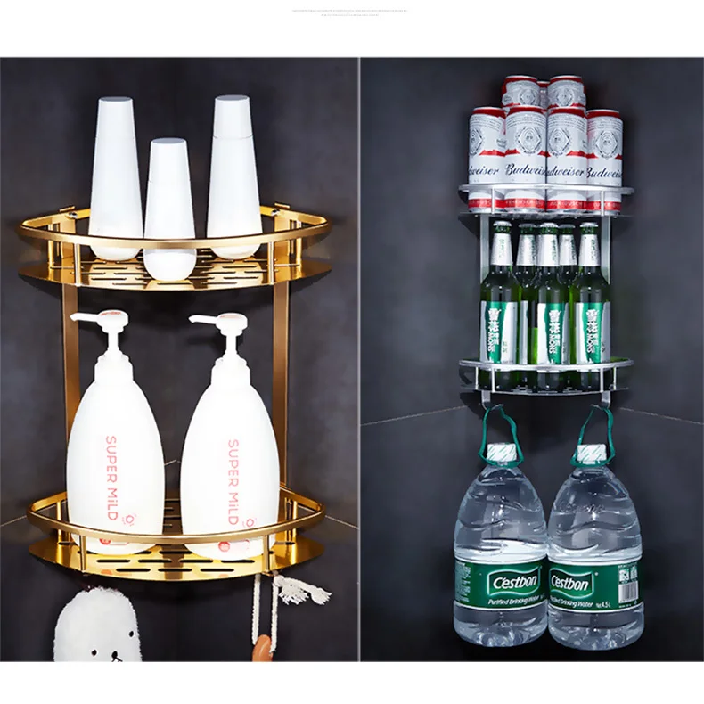 Bathroom Shelf Toilet Toilet Vanity Towel Storage Free Punching Wall-mounted Corner Frame Bathroom Towel Hanger