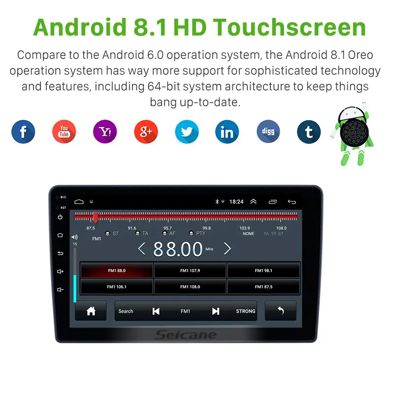 Seicane Android 8,1 9 дюймов Автомобильный Радио мультимедийный плеер для 2010 2011 2012 2013 hyundai H1 2din стерео wifi gps навигация