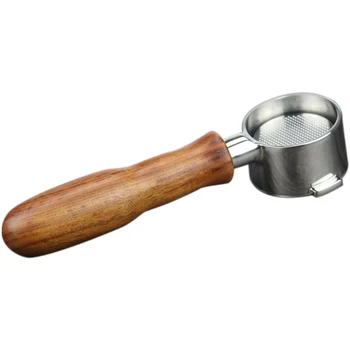 

51mm Stainless Steel Coffee Machine Filter Bracket Coffee Bottomless Handle Coffee Spoon Wooden Handle D