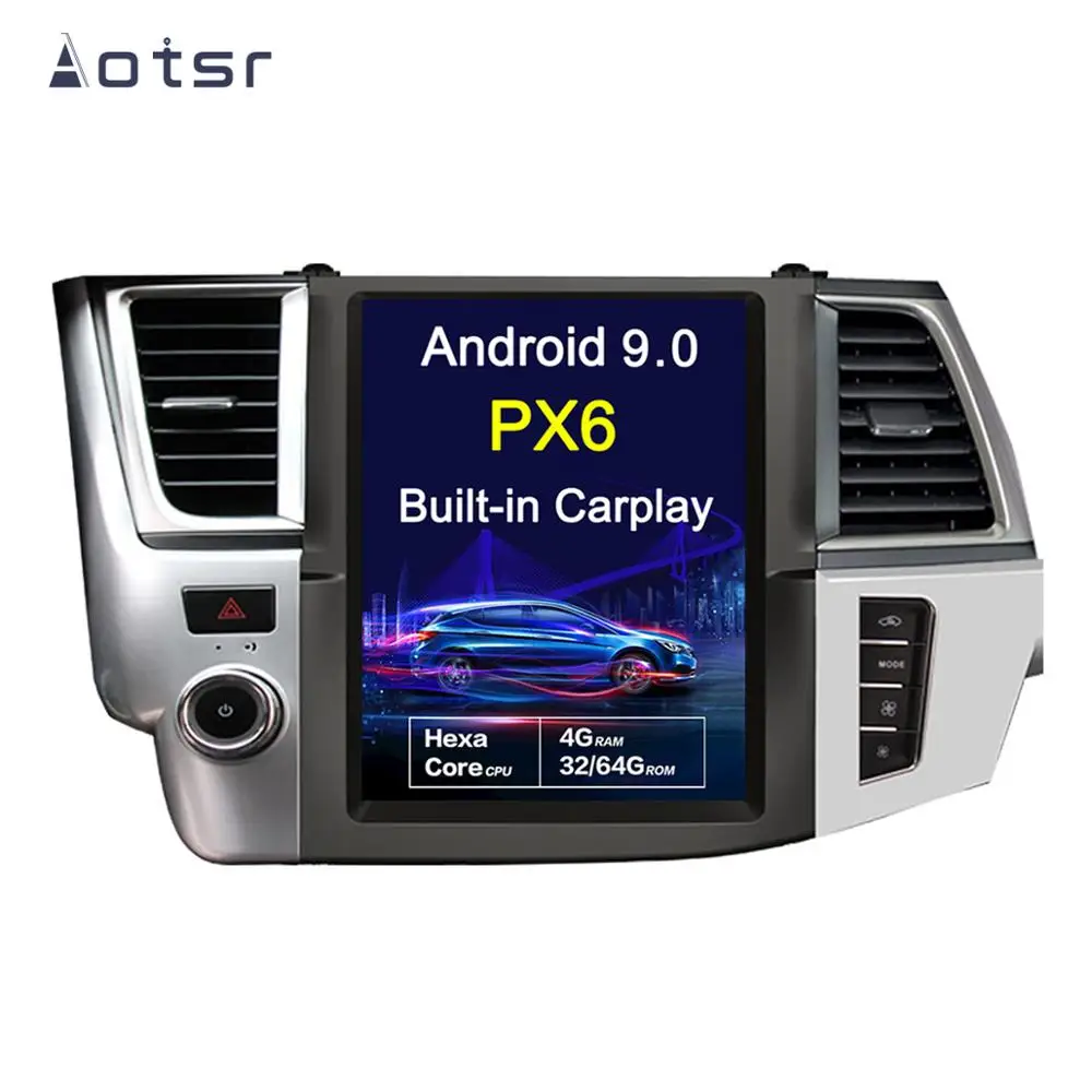 Android 9,0 Tesla стиль 12," автомобильное радио gps навигация для Toyota Highlander- мультимедиа плеер магнитофон головное устройство