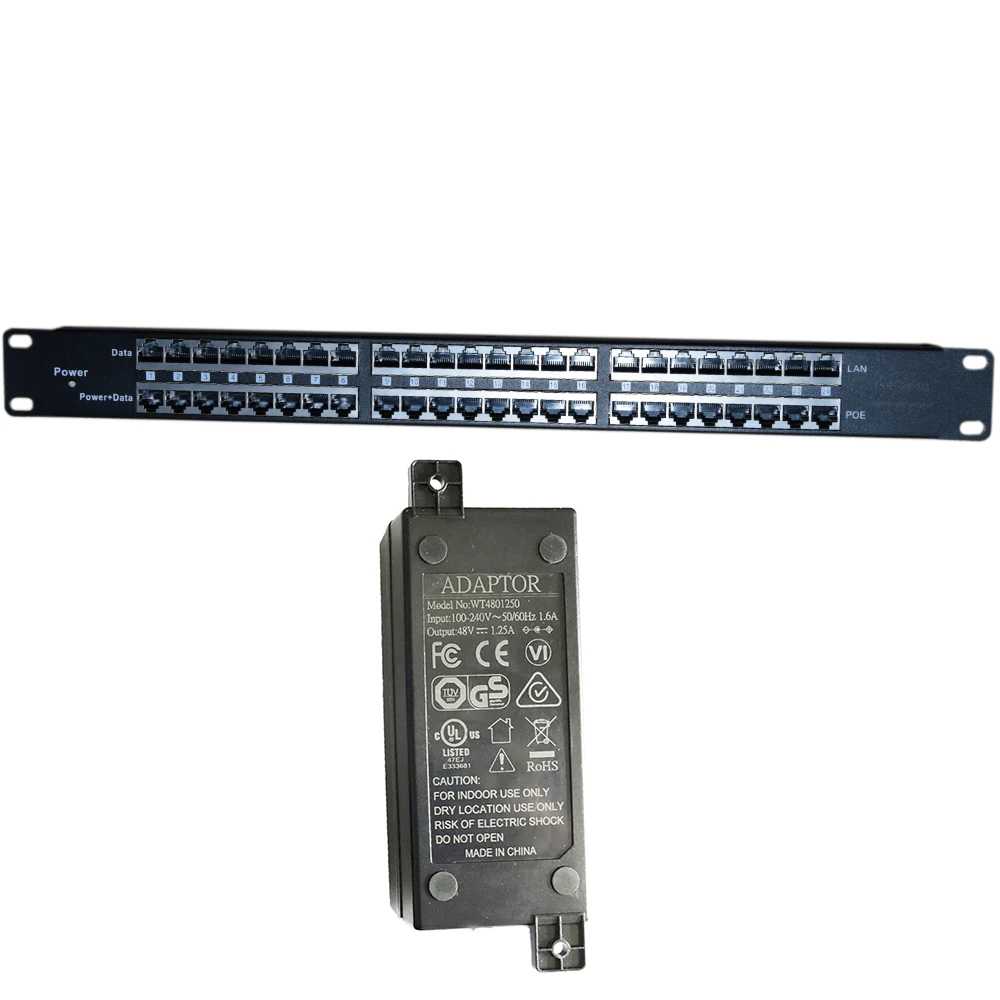 Инжектор PoE с 24 портами 10/100 Power over Ethernet для устройств 802.3af/пассивного 802.3at