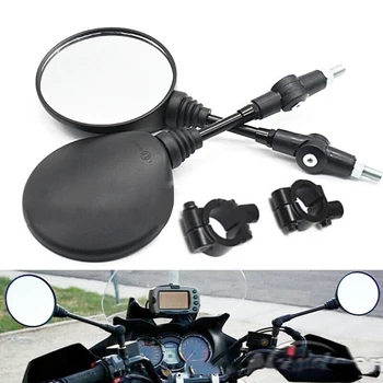 

2Pcs Motorcycle ABS Round Mirror with Mounting Clamp Screw for 22mm Handlebar Set