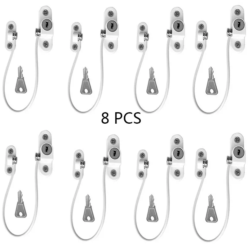  8Pcs/Set Window Locks Child Protection Lock Stainless Steel Window Limiter Baby Safety Infant Secur