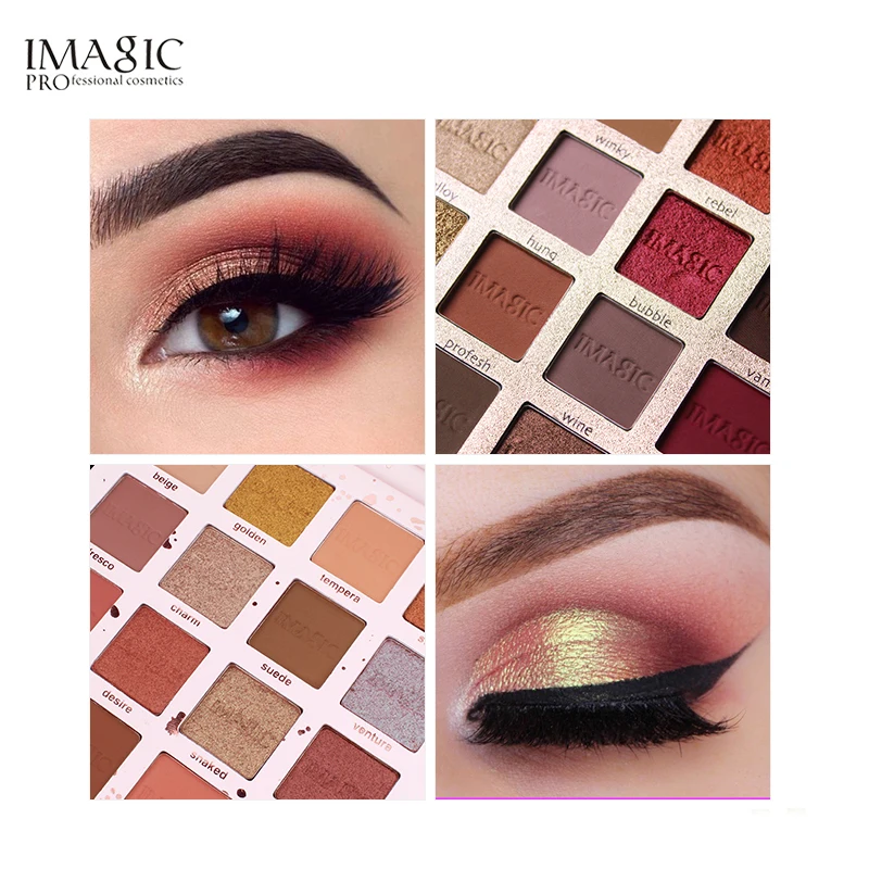

IMAGIC Fashion Eyeshadow Palette 16 Color Matte Eye Shadow Palette Lasting Makeup Nude Makeup Set Cosmetics Send Brush