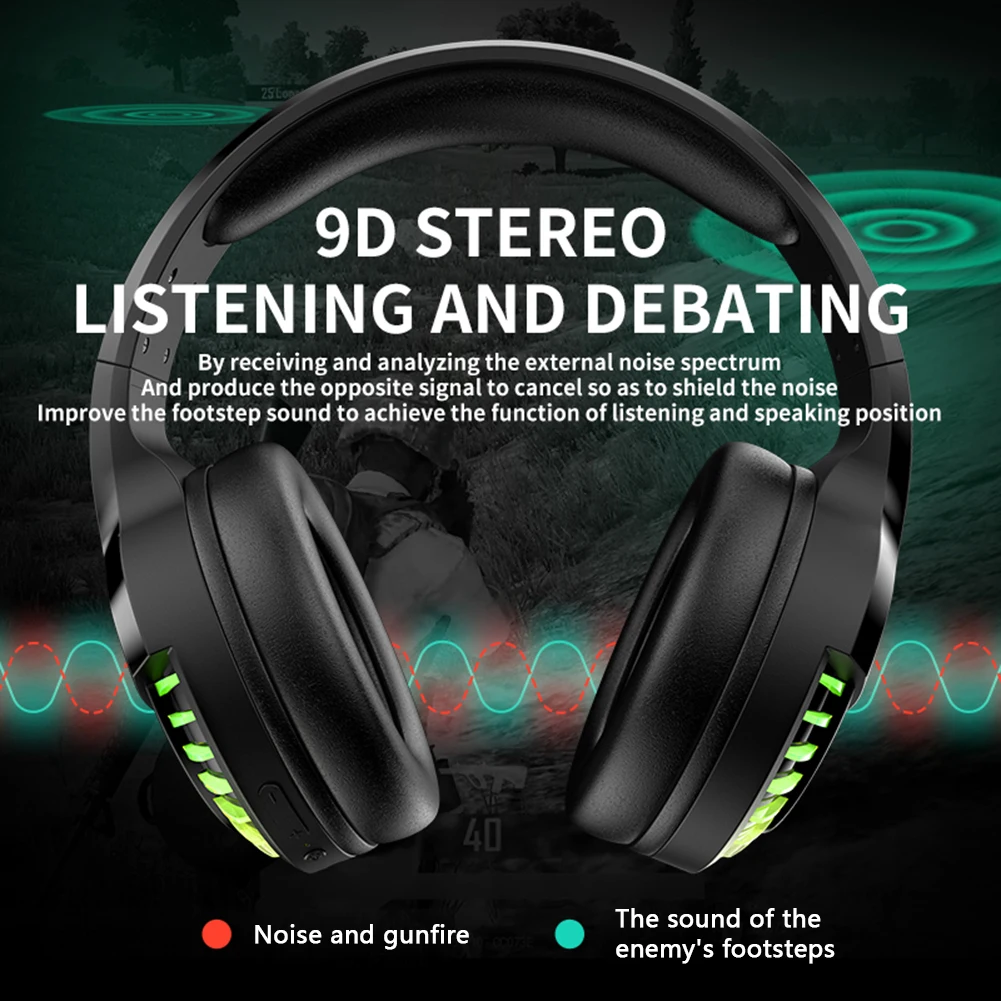 SH33 Bluetooth 3 5mm Jack Wired Wireless Dual Mode Gaming Headset RGB Music Sports Stereo Deep Bass Gamer Headphone With Mic